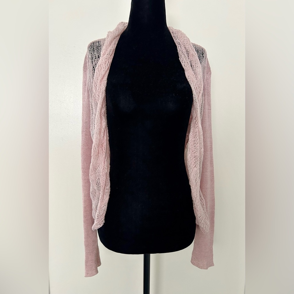 EILEEN FISHER Light Dusty Pink Linen Cardigan - Small